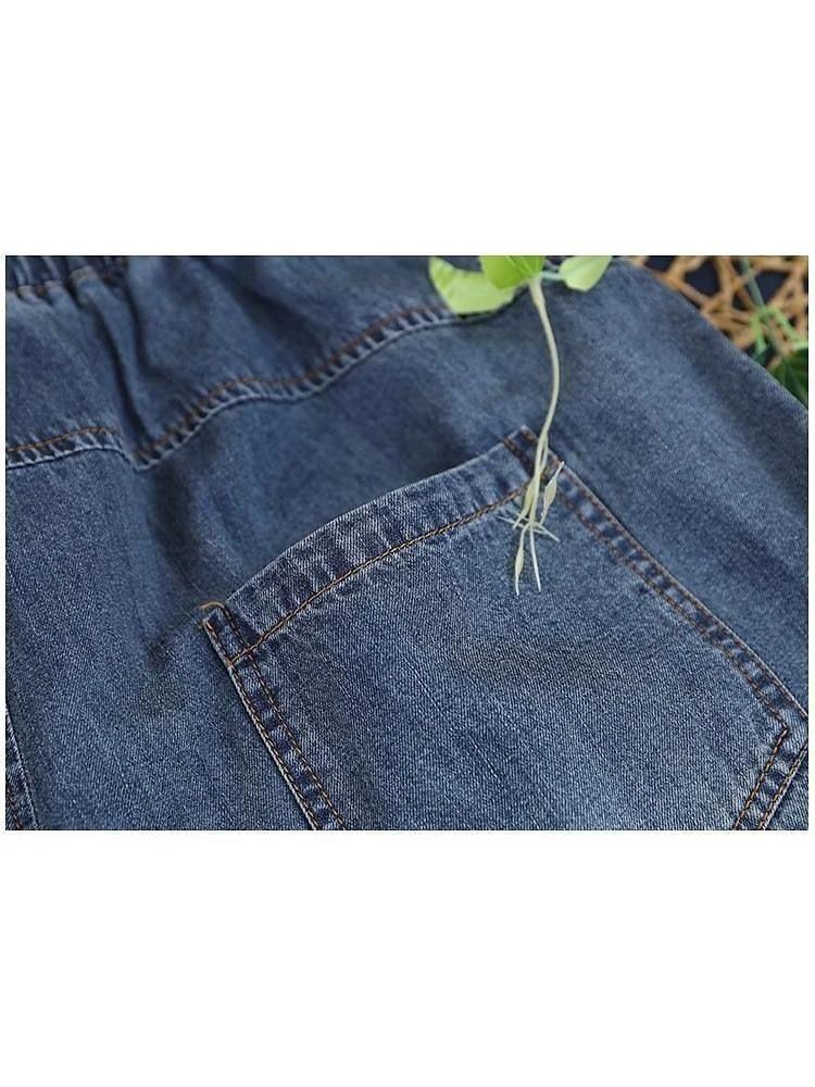 New Korean Summer Womens Loose Thin Jeans Slim Looking Ladies Pants Clothing