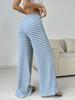 Spring/Autumn Women's Casual Striped Solid Color Elastic Waist Cotton Straight Leg Pants