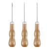 3PCS/SET Wooden Handle Sewing Awl Hand Stitcher Leathe Punch Tool DIY Shoe Repair Hook Tool Leather Accessories
