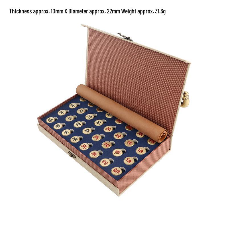 High-Grade Solid Brass Chinese Chess Set with Gift Box - Ideal Business Gift or Souvenir for Elders