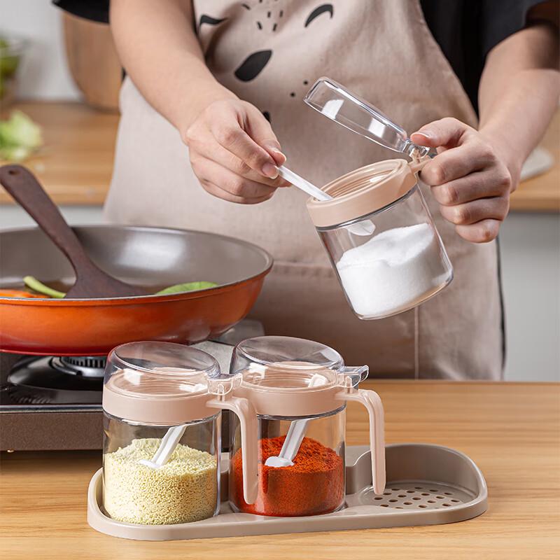 Glas-Würzgläser-Set mit Tablett