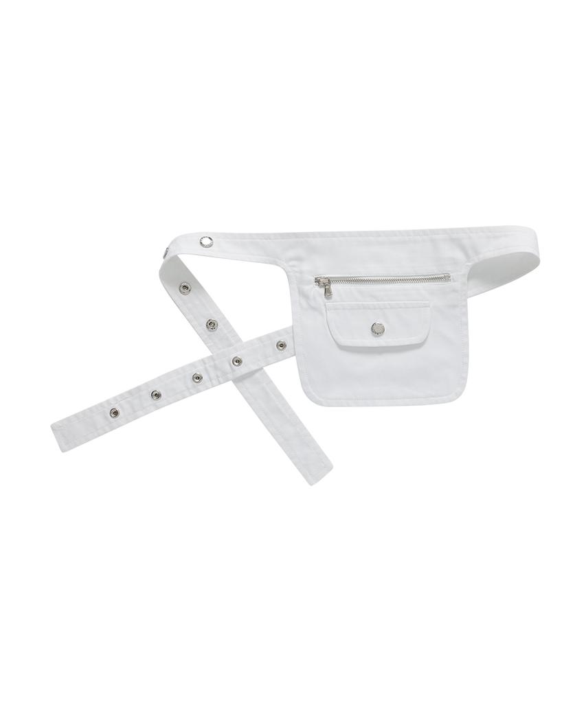 Crank Pocket Belt Micro Skirt_White