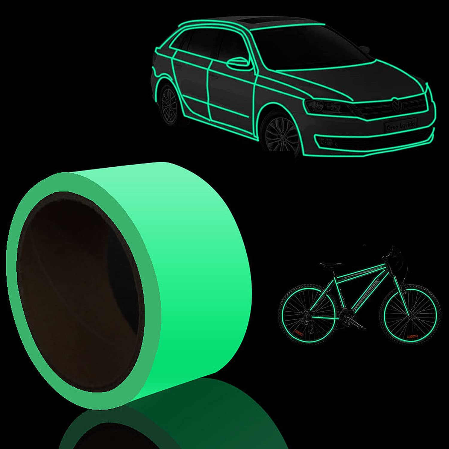 CMD High Brightness Glow in the Dark Tape, Luminous Sticker, Width 1.2 inches (3 Width 3cm length 10m