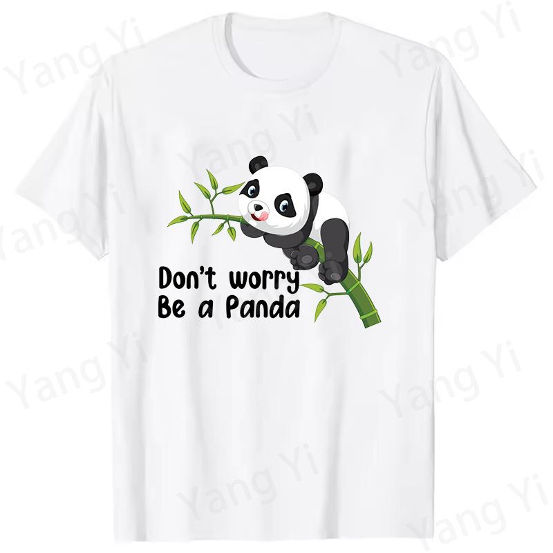 Don't Worry Be a Panda T-shirts Fashion Men Women Summer Tee Shirt Casual Short Sleeve Round Neck Tops T-shirts
