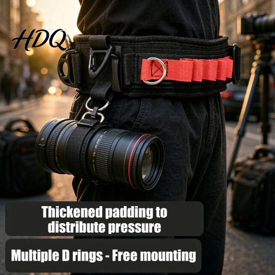 High Strength Camera Mounting System Adjustable Photography Waist Belt with Multi Mount Points Heavy Duty Lens Bag Attachment Nylon Strap for Outdoor