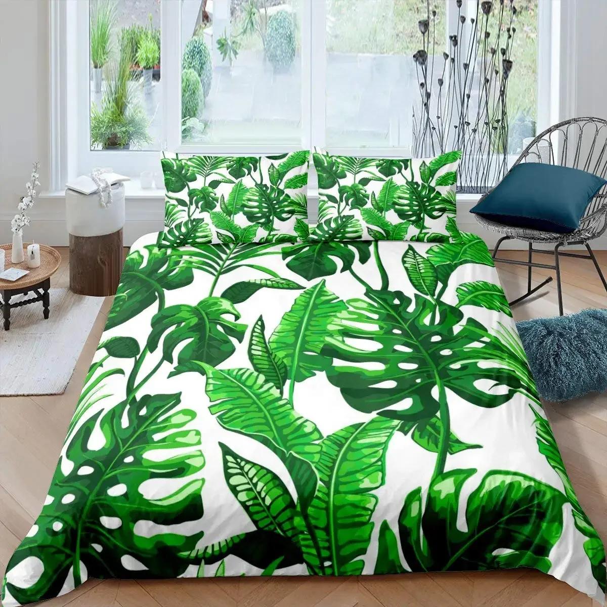 

Комплект постельного белья Leaf Romantic Holiday Island Hawaiian Banana Trees Double Queen King Full Size Polyester Qulit Cover 70x133cm 2pcs