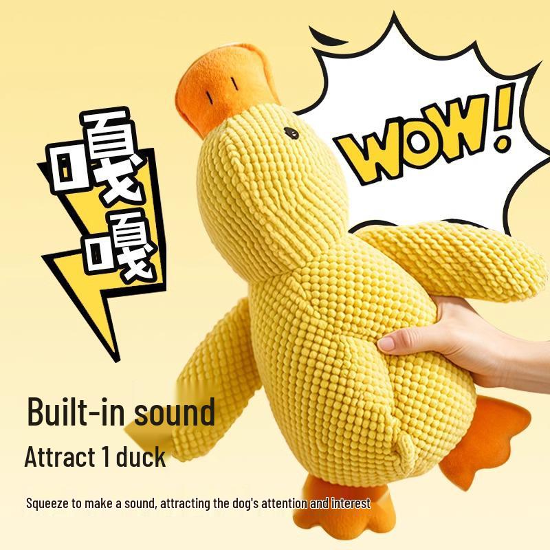 Indestructible Plush Dog Toy: Bite-Resistant Yellow Duck Companion