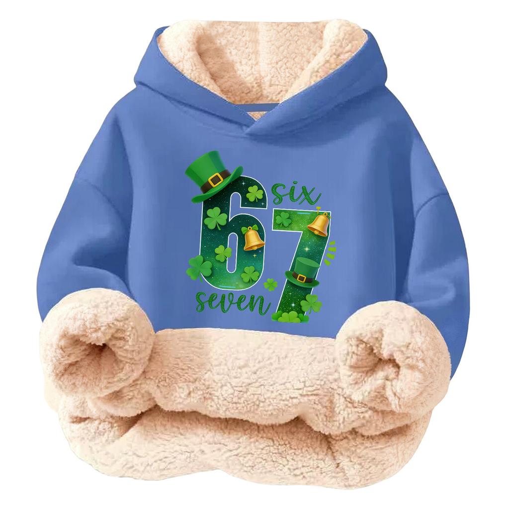 Children's Fashionable Printing Casual Fleece Hooded Loose Fit Hoodie Without Pockets