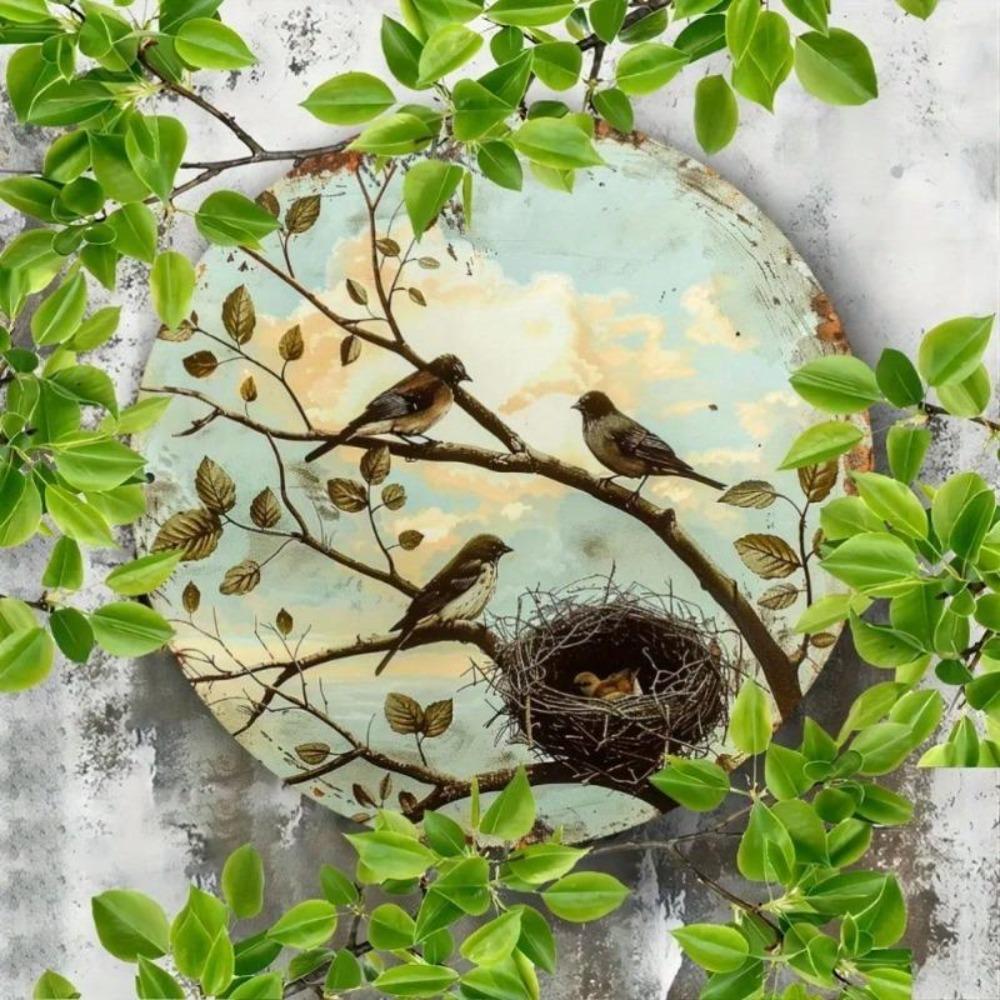 Vintage Vogelnest Aluminium Wandkunst Plakette Heimdeko Metallschild