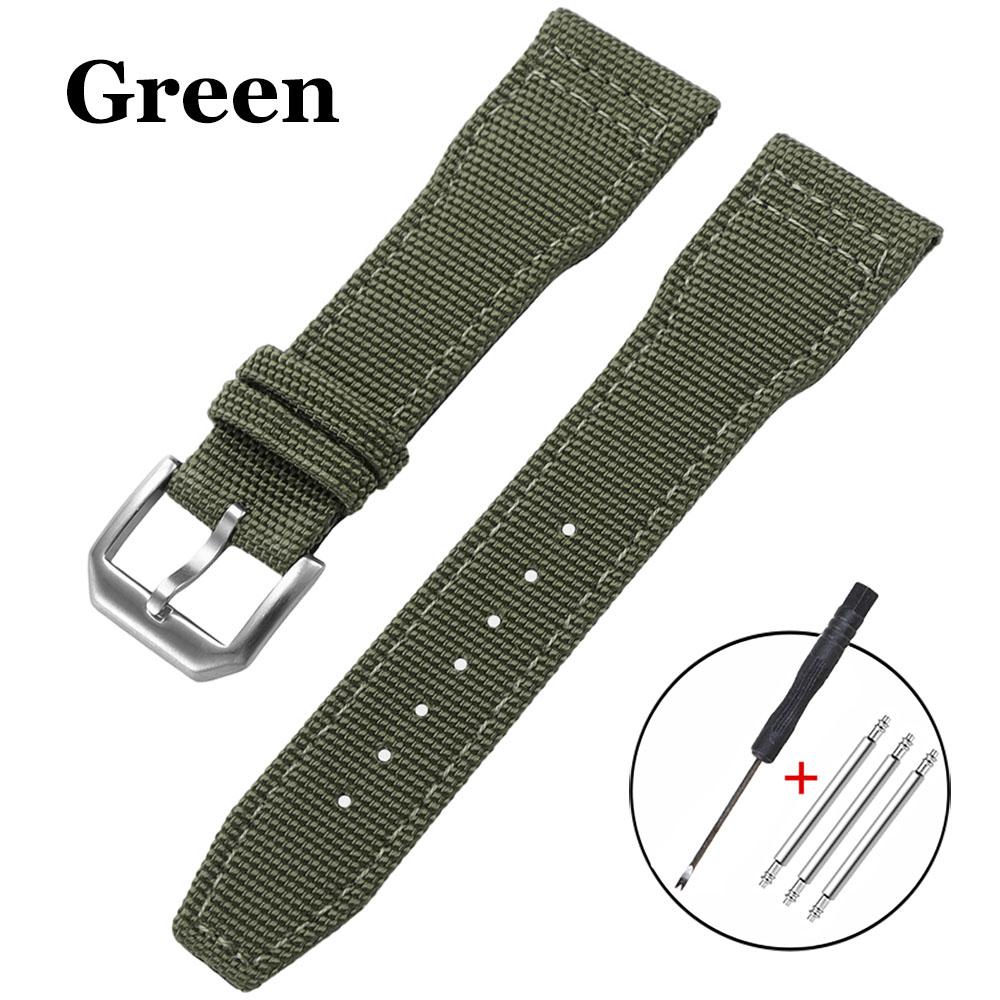 Premium Nylon Canvas Watch Strap Genuine Leather Watchband 20mm 21mm 22mm for IWC Pilot Series Green Black Brown Bracelet Belt