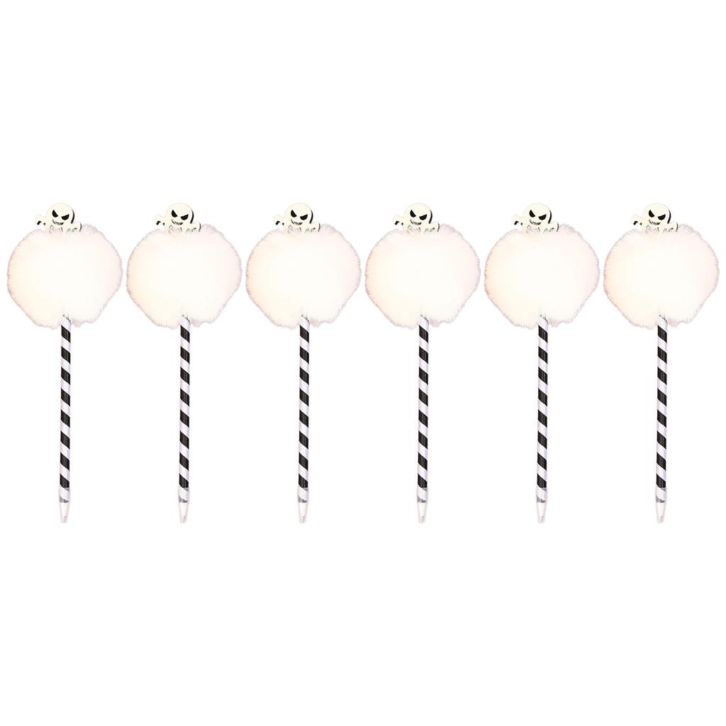 6x/Set Pompoms Ballpoint Pen 0.7mm Signature Pen Halloween Pen Smooth Writing Pen Stationery Supplies for Student