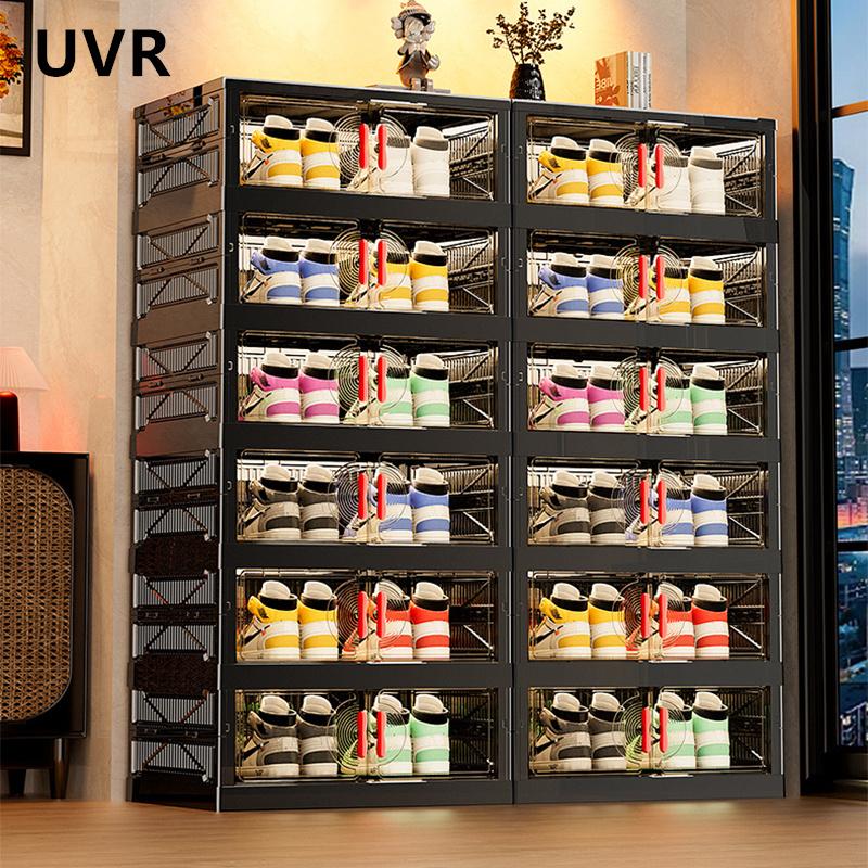 UVR Multifunctional Storage Cabinet Household Folding Shoe Organizer Large Capacity Light Luxury Multi-layer Snack Shelf