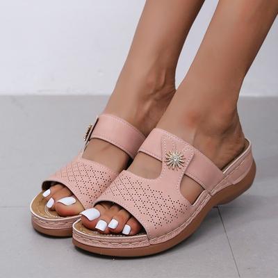 Summer Large-sized Women's Shoes Fish-mouthed Slippers and Women's Thick-soled Perforated Cooling Slippers