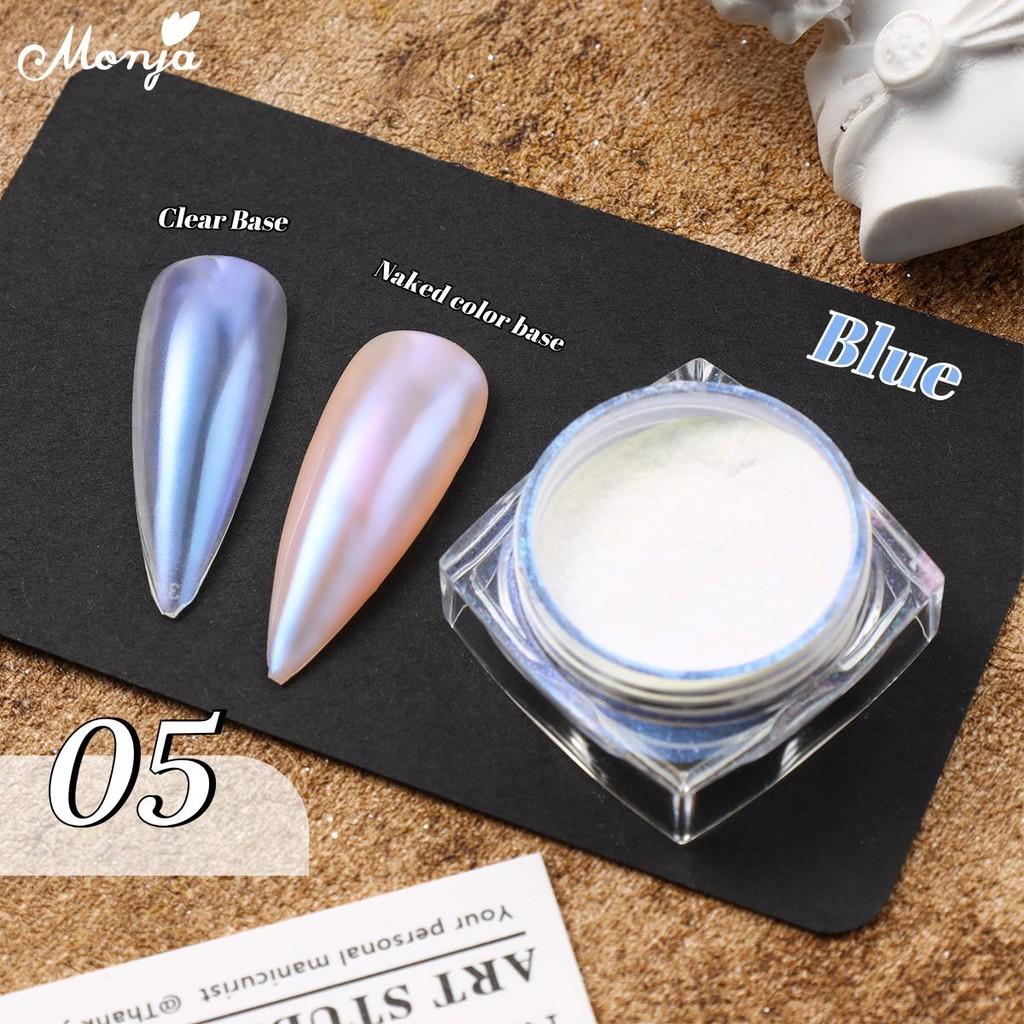 Monja Chrome Mirror Nail Powder Moonlight White Pearl Powder Nail Glitter Rubbing Pigment Bright Shiny Effect Manicure Decoration