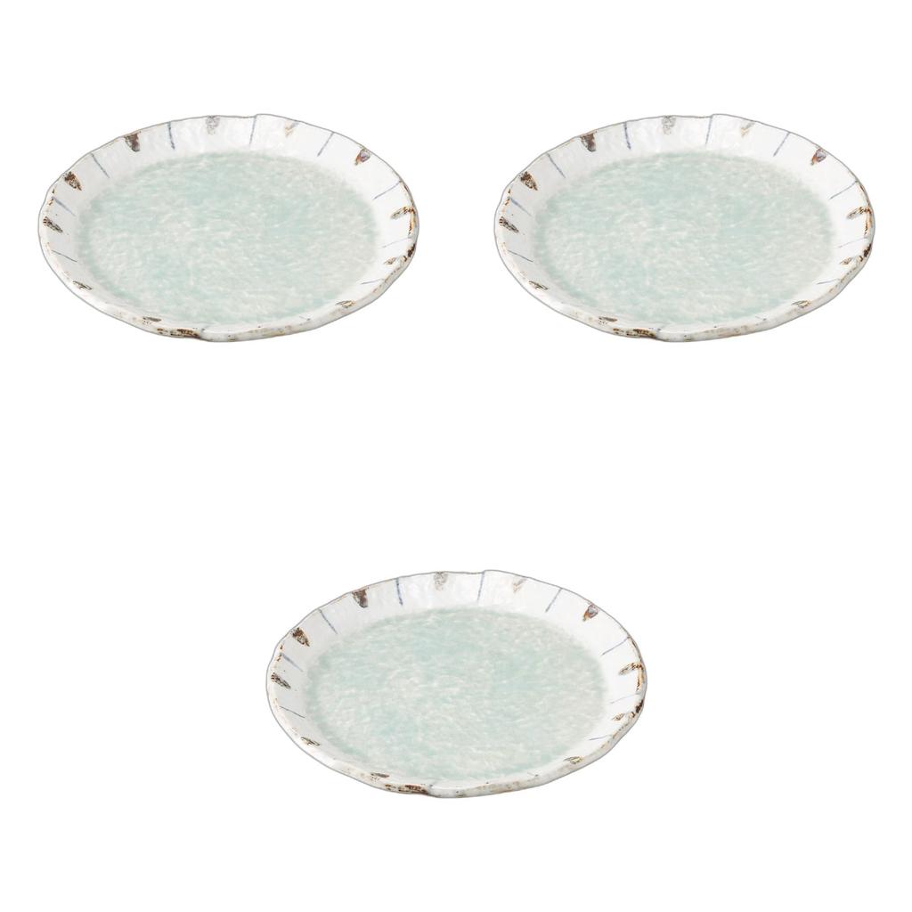 Set of 3 Hiwa Glazed Tokusa Round Plates X Ceramic Serving Plates by Setomonohonpo 9.0cm [28.7 2.8cm]