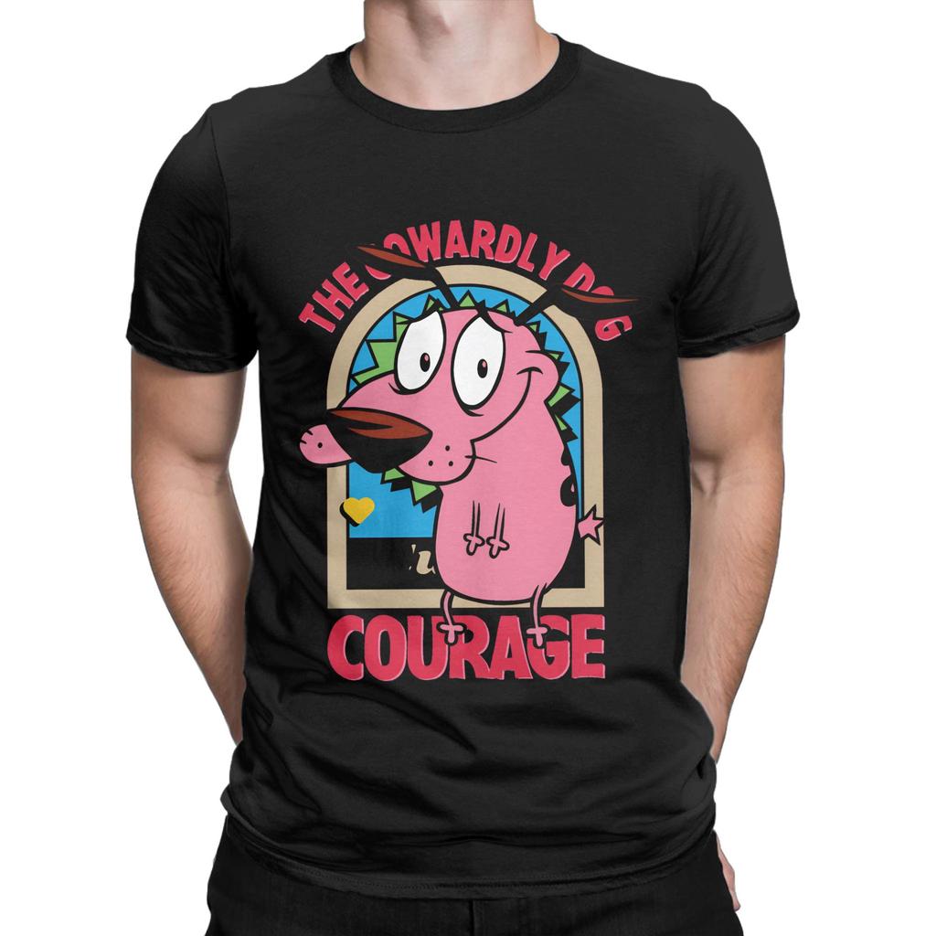 Casual T-Shirt Summer Courage Dog  Novelty T-Shirts  Cotton Tshirt for Men Y2K Basic Custom Logo Short Sleeve Clothes