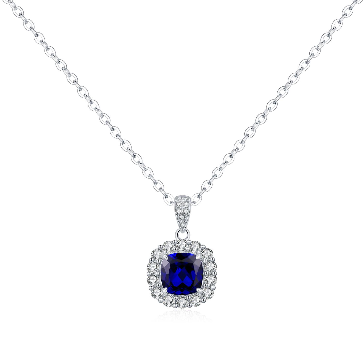 

MODIAN 925 Silver Elegant Luxury Geometric Royal Blue Zirconia Pendant Necklaces For Women Anniversary Fine Jewelry