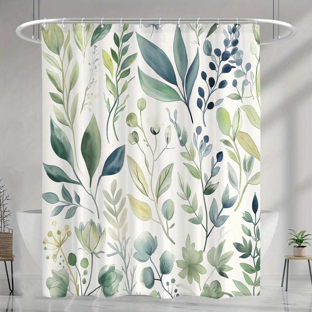

1Pc Plants Pattern Shower Curtain, Waterproof Shower Curtain With Hooks, Bathroom Accessories, Home Decor W60H190(CM)-1 Pcs