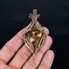 Peanut Obsidian 999 Copper Wire Wrapped Pendant, Handmade Gemstone Jewelry Pendant Gift For Birthday