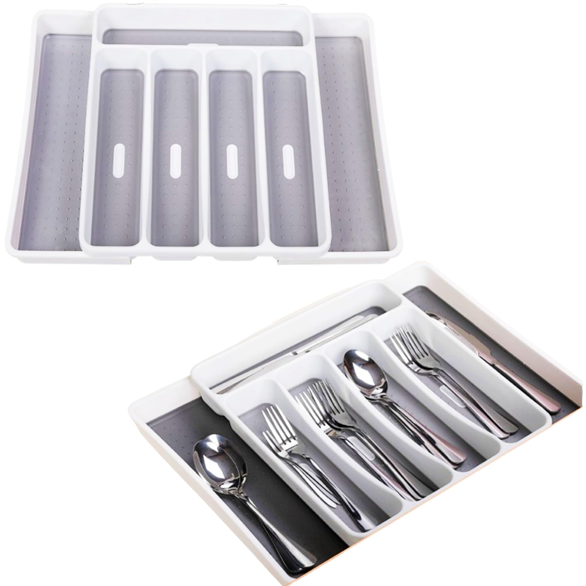 

merrytime Чехол для столовых приборов Органайзер для хранения Раздвижной разделитель для ящика Хранение столовых приборов Органайзер-лоток Хранение посуды Лоток для столовых приборов Хранение Кухня Офис