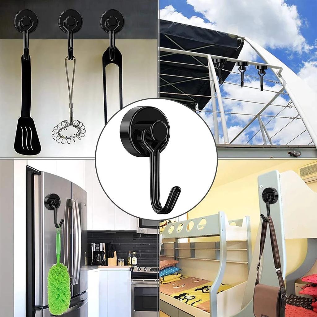 4Pcs/2Pcs/1Pc Magnetic Hooks Powerful Heavy Duty Magnet Hanger Wall Hanging Magnet Hooks Magnetic Base Home Storage Organization