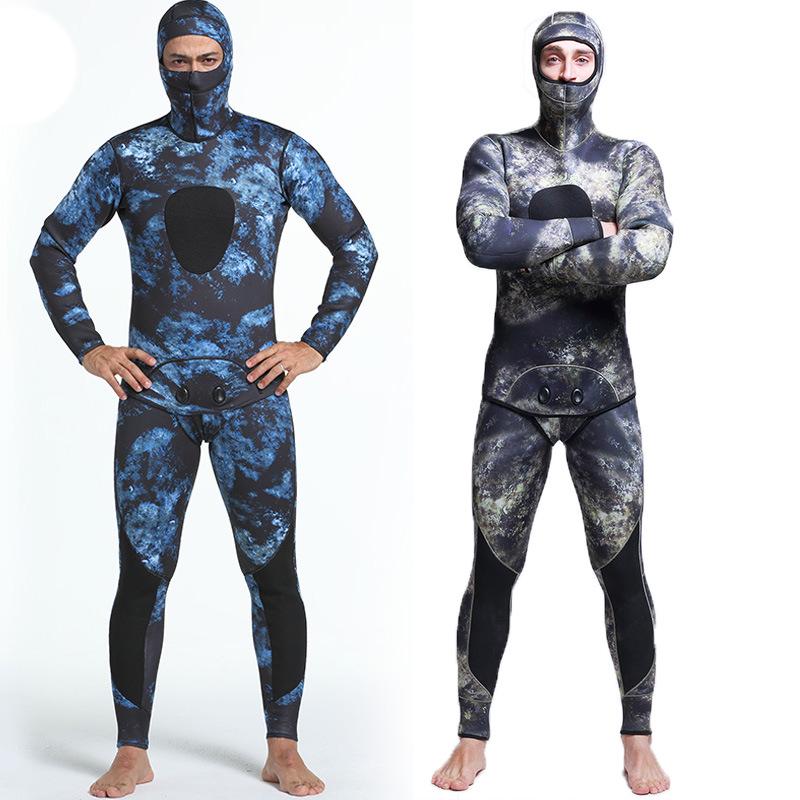 5mm Camouflage Neoprene Fleece-Lined Two-Piece Diving Wetsuit for Spearfishing