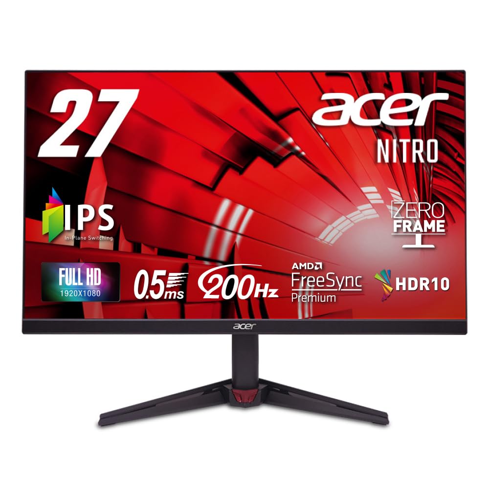 Monitor do gier Acer IPS Full HD matowy 200 Hz sRGB AMD FreeSync Premium HDR10 HDMI DisplayPort z terminalem Nitro VG270X1bmiipx 27 cali 0,5 ms 99% 2.0