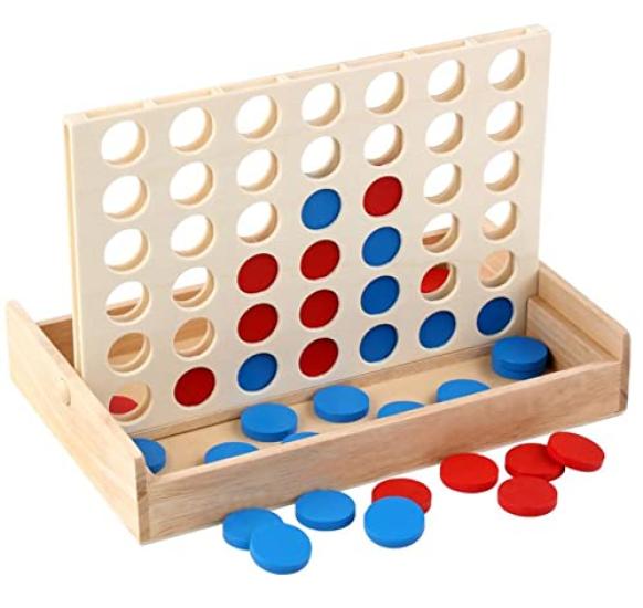 Ms.0 Wooden Four in a Row Puzzle, 3D Puzzle, Competitive, Educational, Brain Training, Product Liability Insurance