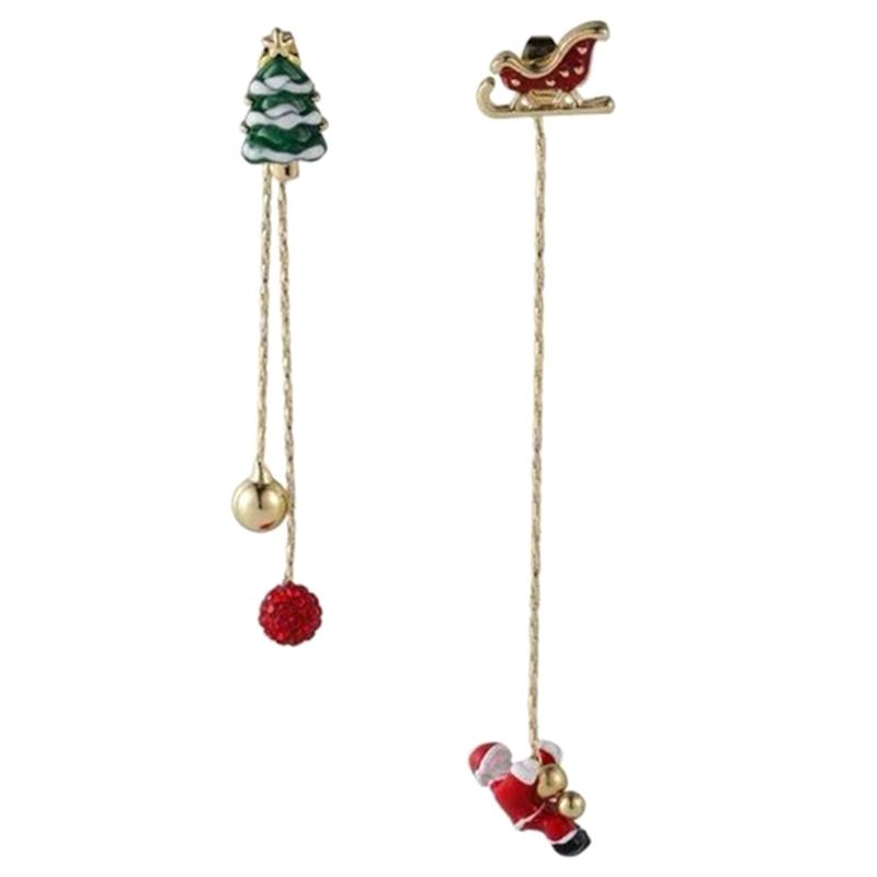 Asymmetric Snowflake Christmas Boot Hat Drop Earrings Long Tassels Earring for Women Ear Rings Party Accessories