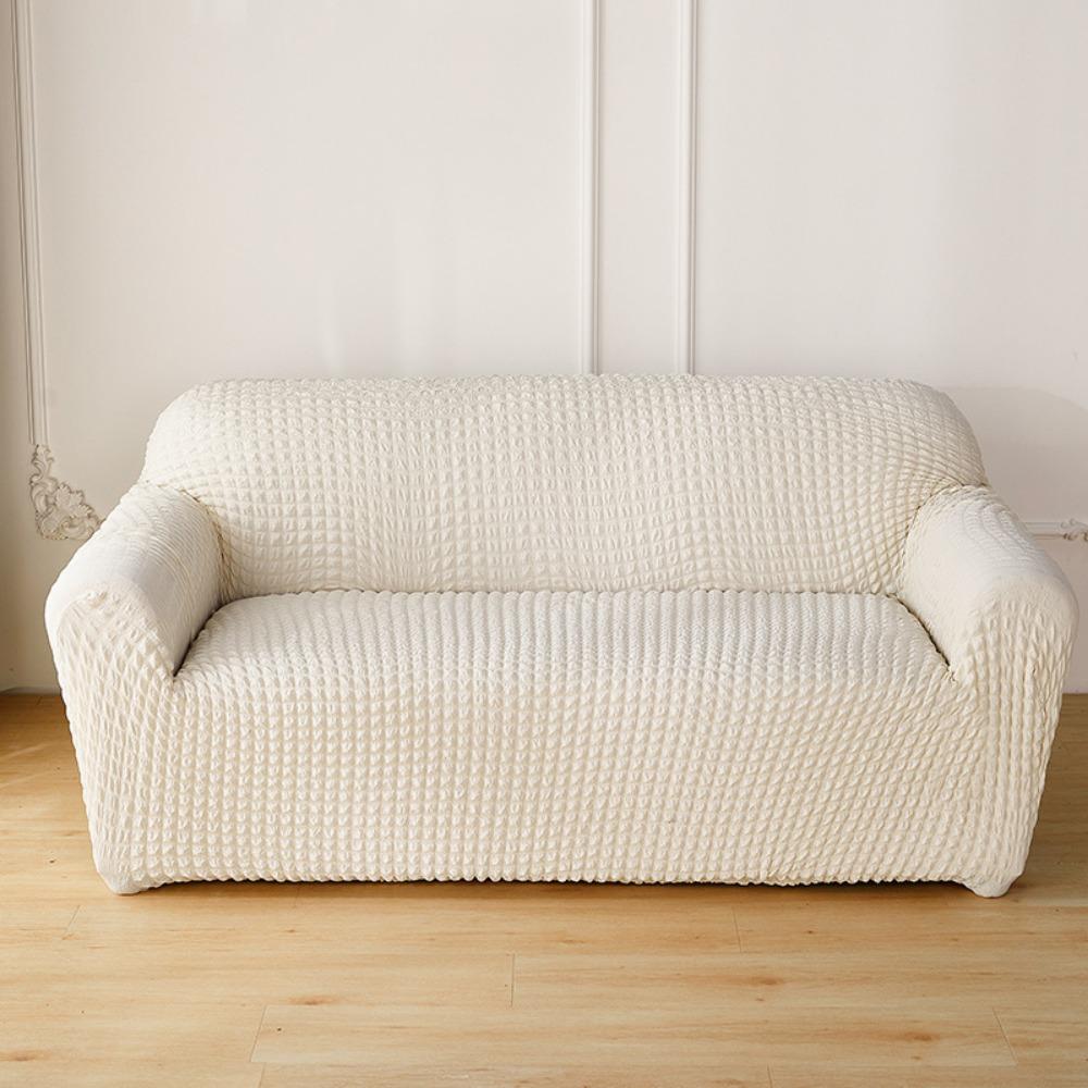 Seersucker Sofa Cover Full Protection Single Double Seat Cushion Pure Color Minimalist Design