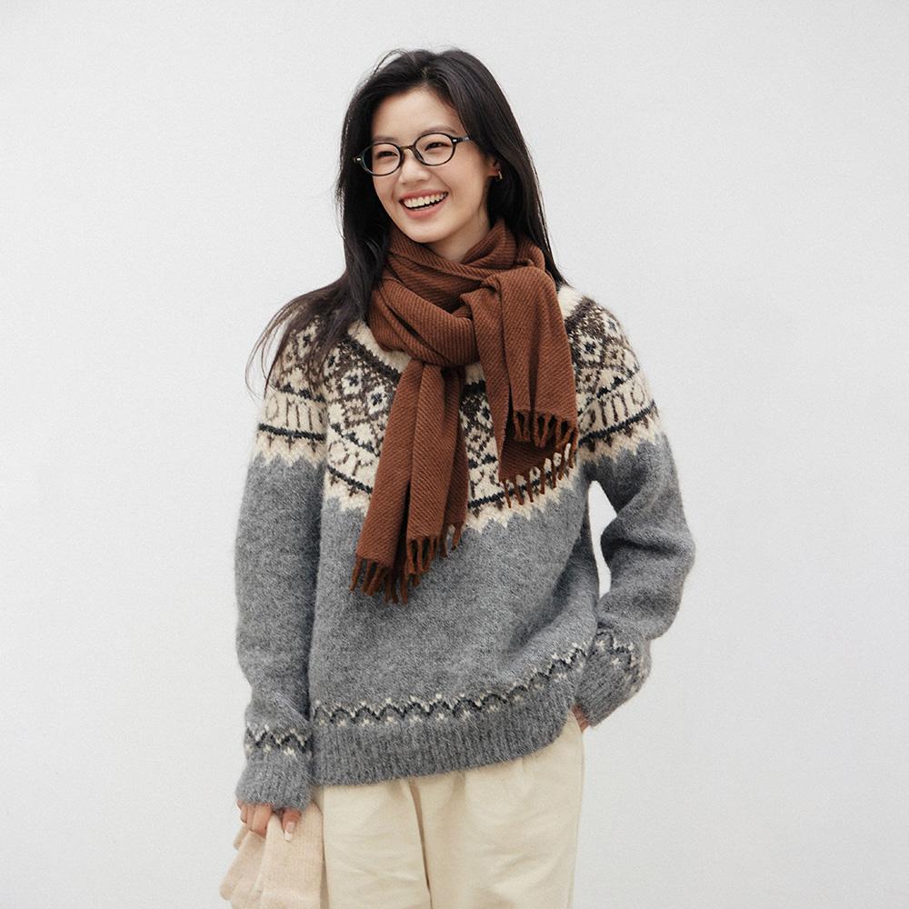 Laengsseon Ls_Fair Isle Crew Neck Knit Sweater