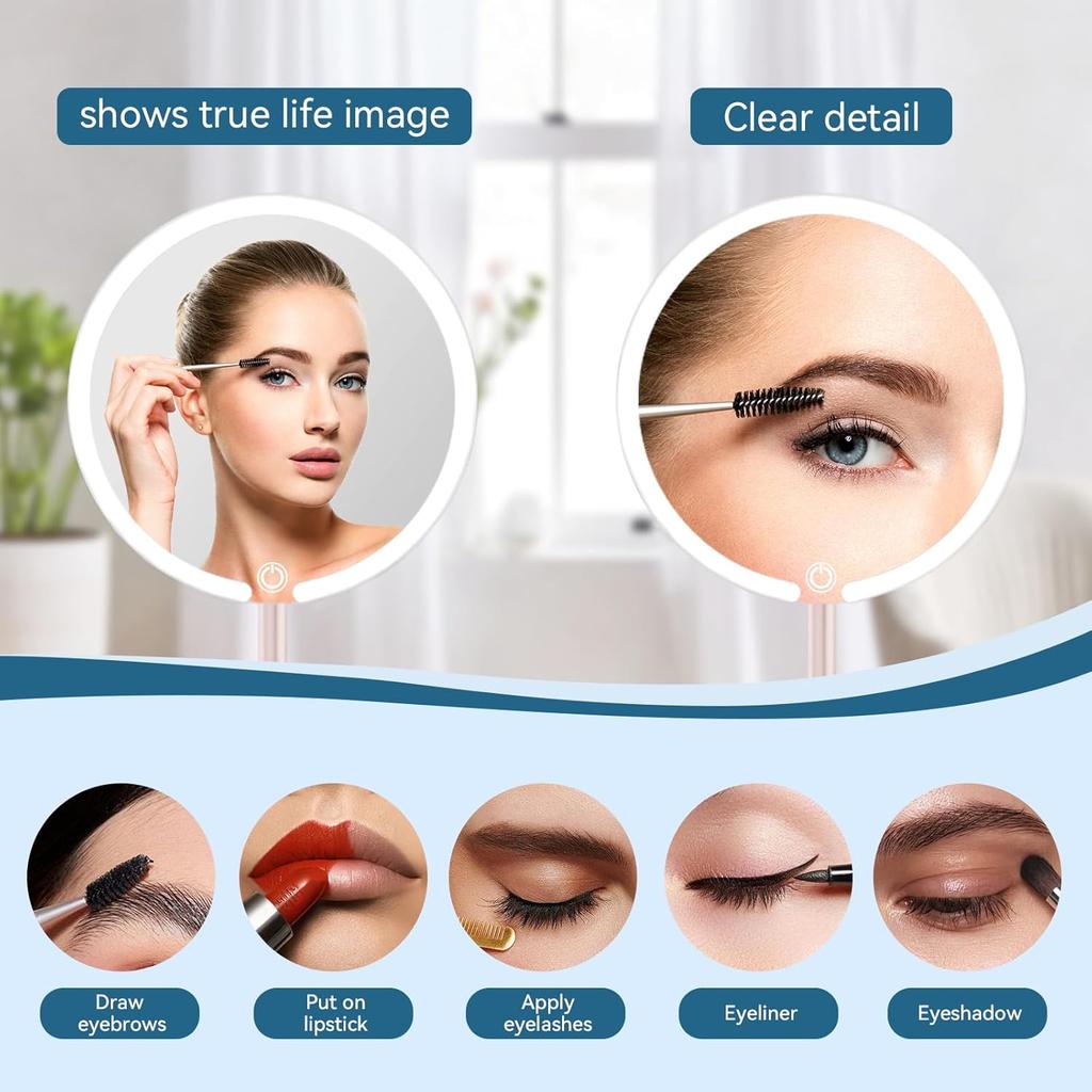 Portable Vanity Makeup Mirror with Lights Touch Control 3-Speed Brightness Multi-Angle LED Cosmetic Mirror for Makeup & Grooming