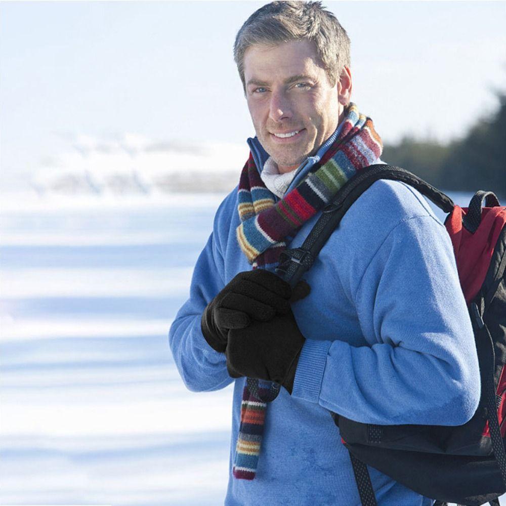 Warm Thin Fleece Gloves Five Finger Cycling Gloves Fashion Full Finger Mittens  Men