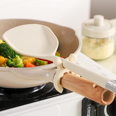 Silicone Pot Clip Spoon Rest - Adjustable Utensil Holder with Drip-Free Design for Spoons, Spatulas, Non-Slip Clip for Pots