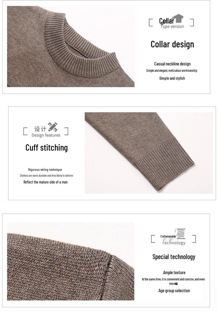 Men's Thickened Knitwear Business Wool Sweater - Autumn/Winter Round Neck Casual Style