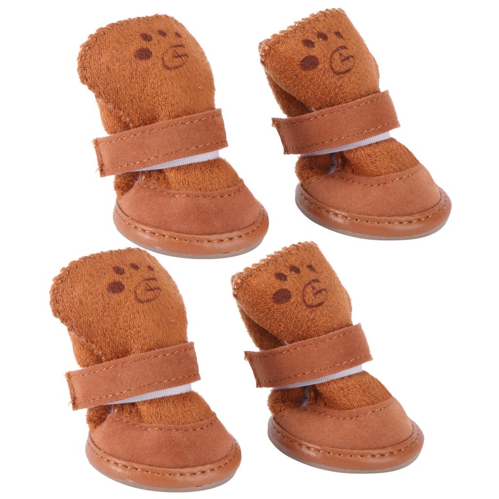 4pcs Dog Snow Boots Winter Warm Fleece Pet Shoes Anti-Slip Soles Adjustable Closure For Hiking Walking Outdoor Use Pet Dog Boots