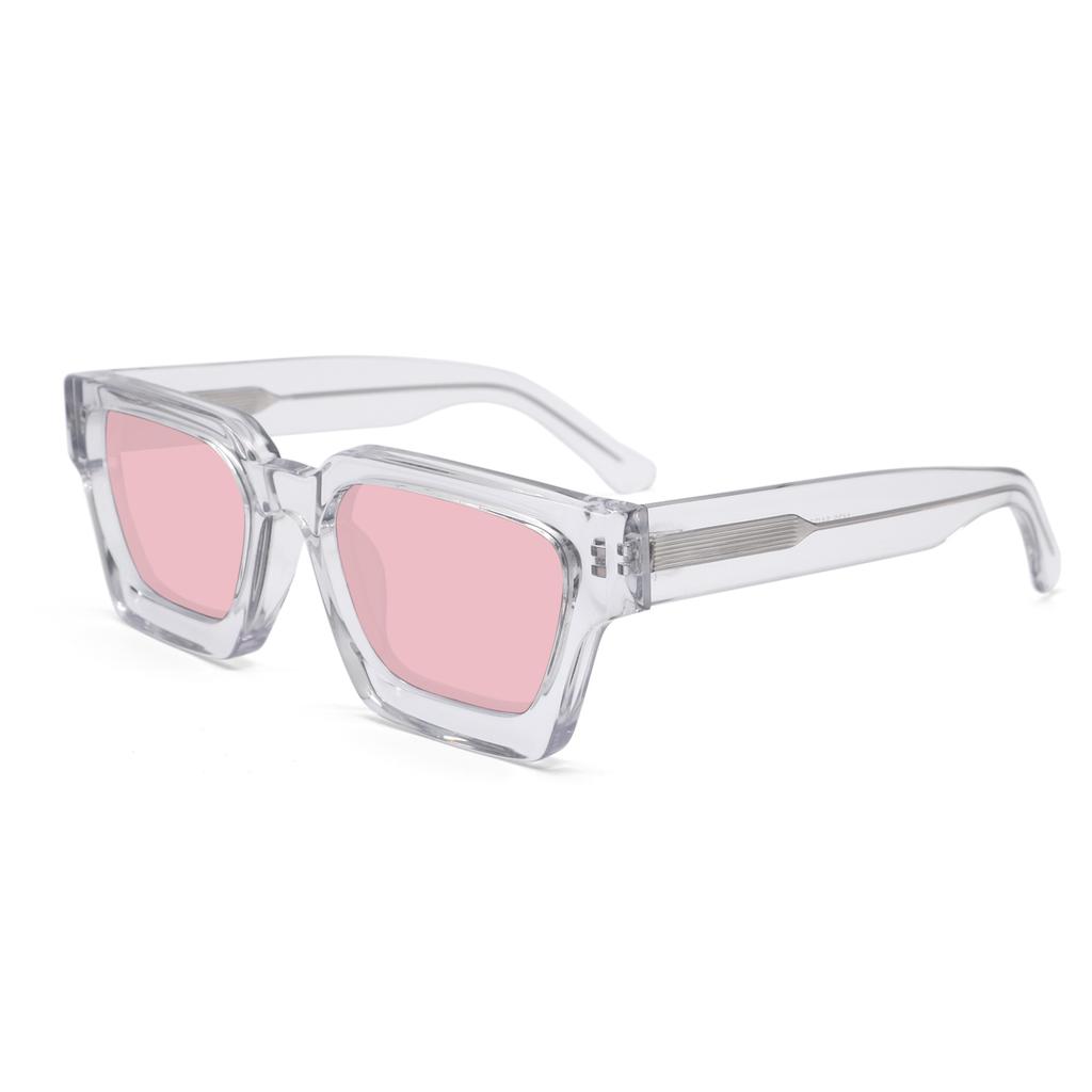 Luxury Vintage Black Square Oversize Sunglasses Acetate Polarized Custom Logo Thick Sun Glasses for Men Women Transparent