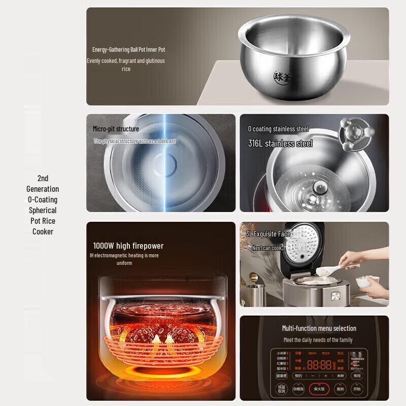 Supor 3L Multi-functional 316L Stainless Steel Rice Cooker (CN Plug)