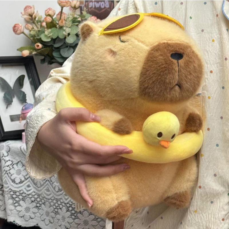 

Adorable Summer Capybara Swim Ring Plush Toy - Perfect Birthday Gift for Girls 23 cm