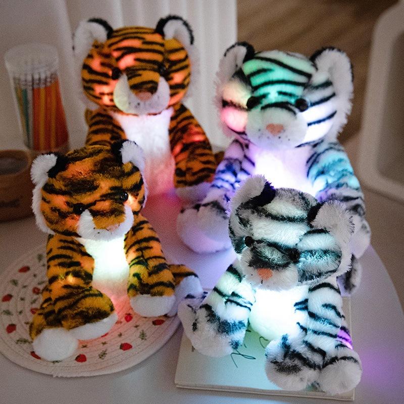 Simulation Cute Colorful Glowing Tiger Doll Plush Toy Doll Siberian Tiger Doll Rag Doll Gift
