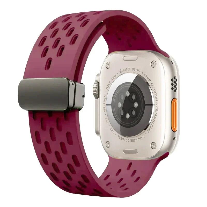 Magnetic Band For Apple watch ultra 2 Strap 49mm 44mm 40mm 42mm 44 45 mm Silicone Bracelet iWatch Series 9 7 8 se 6 5 41mm 45mm