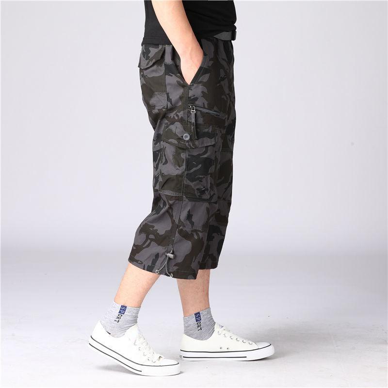 Men's Cargo Shorts Summer Loose Casual Pants Elastic Waist Large Size Outdoor Jogging Sweatpants Trend Multi Pockets Shorts
