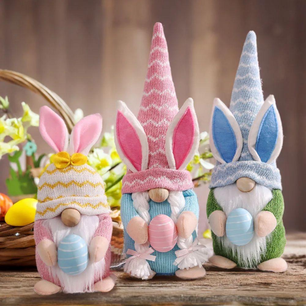 Strickstoff Gestrickte gesichtslose Puppe mit Ei Hase Puppe Niedliches Design Zwergpuppe Heimdekoration