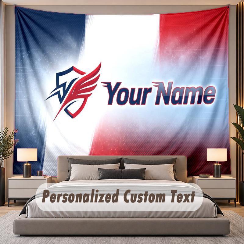 Custom Name Text Tapestry France national football team Personalized Polyester Wall Tapestry For Bedroom And Room