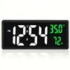 Large Digital Wall Clock Temperature and Humidity Display Night Mode Table Clock 3 Display Modes 12/24H Electronic LED Clock