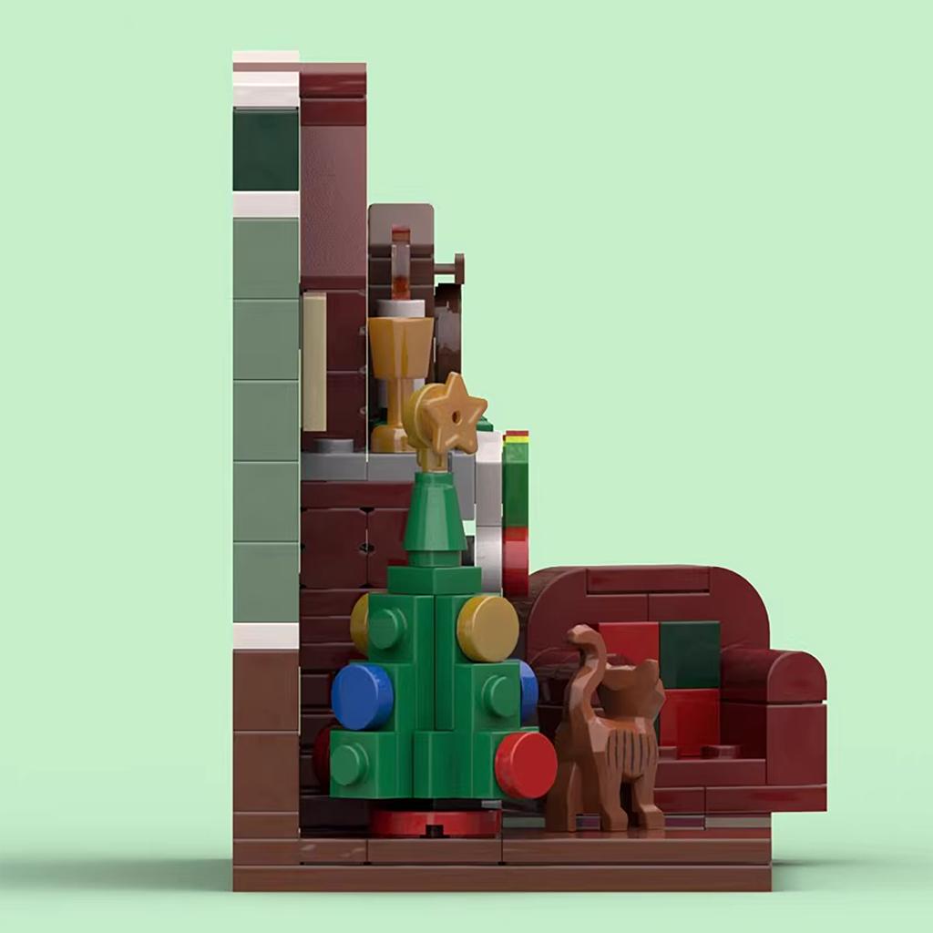 Non-Toxic Moc Christmas Eve Warm Fireplace Small Particle Assembly Building Blocks Puzzle Toy