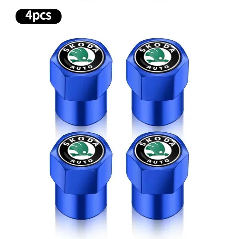 NADH5 4PCS Fashion Car Wheel Air Valve Dust Covers Accessories For Skoda Fabia Octavia Karoq Kodiaq Kamiq Superb Rapid Scale