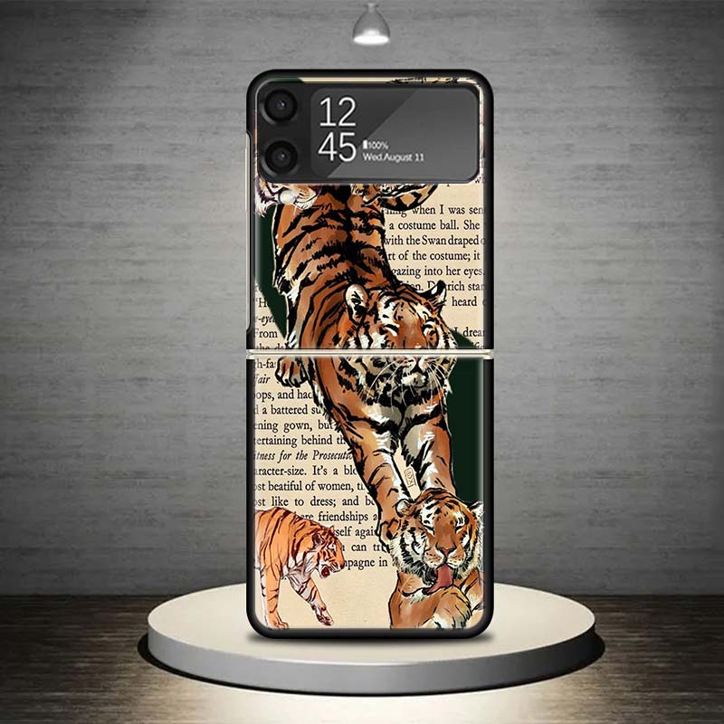 Superior Tiger Pattern Art Phone Case For Samsung Galaxy Z Flip 7 6 5 4 3 5G Shockproof Cover Z Flip7 Flip6 ZFlip5 Flip3 Flip4 L
