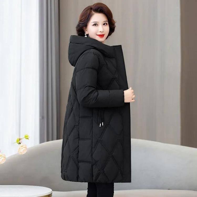 Warme dicke Winter-Daunenjacke für Damen Lockere lange Parkas mit Kapuze Schneebekleidung Übermantel Lässiger Wintermantel