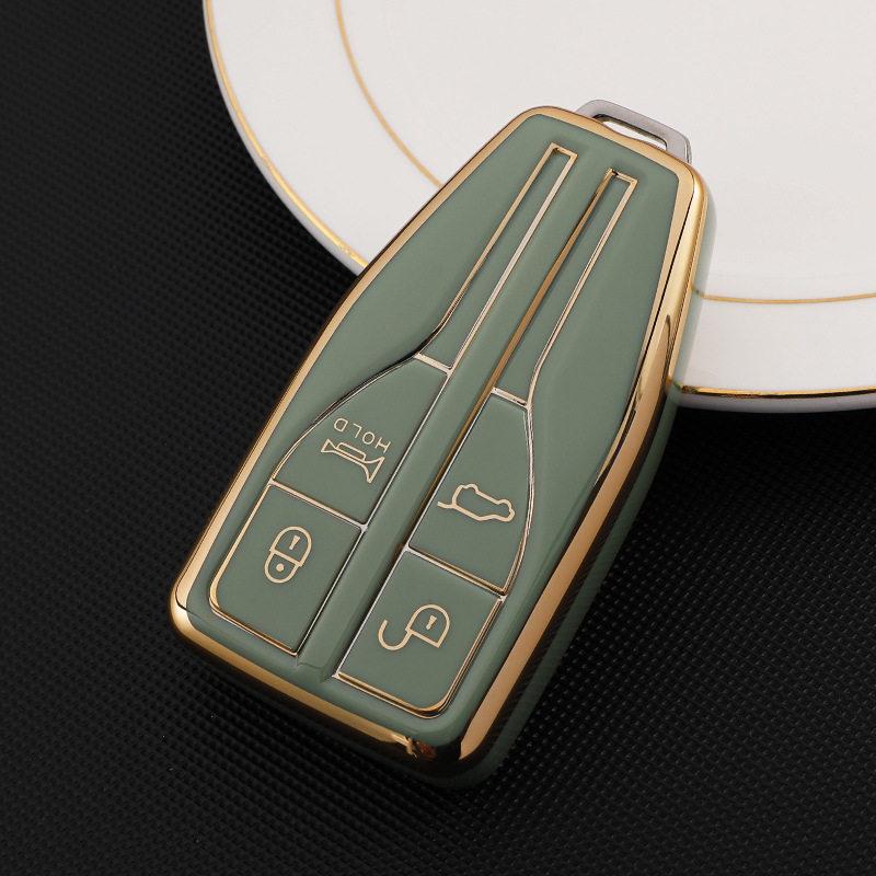 FAW Hongqi HS5 HS7 Key Case: Women's Hot Selling Soft TUP Rubber with Gold Edge H9 Car Protective Shell